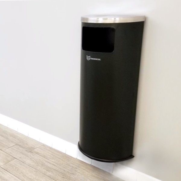 9 gal Half-Round Trash Can, Silver, Stainless Steel