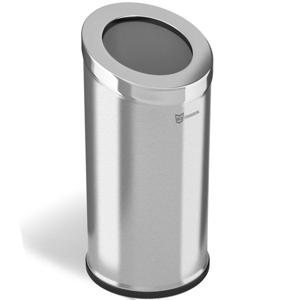 15 gal Round Trash Can, Silver, Stainless Steel