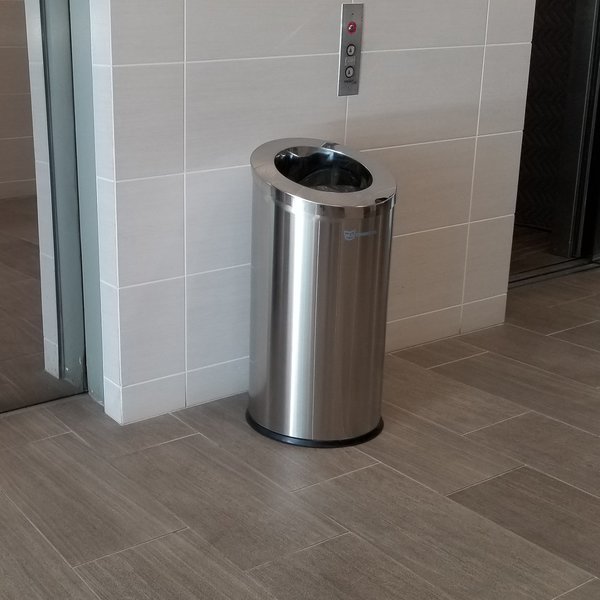 15 gal Round Trash Can, Silver, Stainless Steel