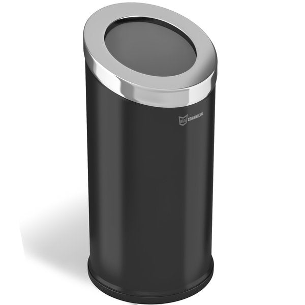 15 gal Round Trash Can, Silver, Stainless Steel