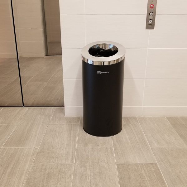 15 gal Round Trash Can, Silver, Stainless Steel