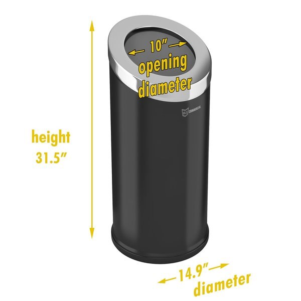 15 gal Round Trash Can, Silver, Stainless Steel