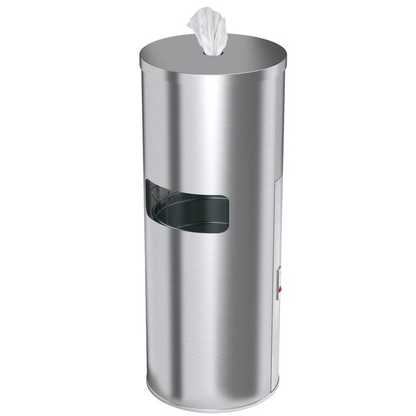 9 gal Round Trash Can, Silver, Stainless Steel