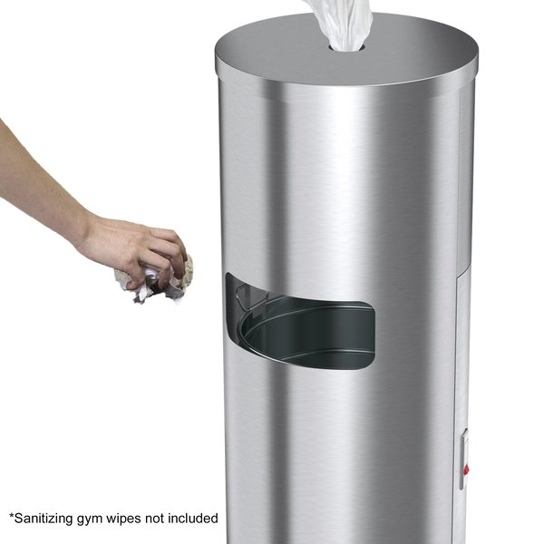 9 gal Round Trash Can, Silver, Stainless Steel