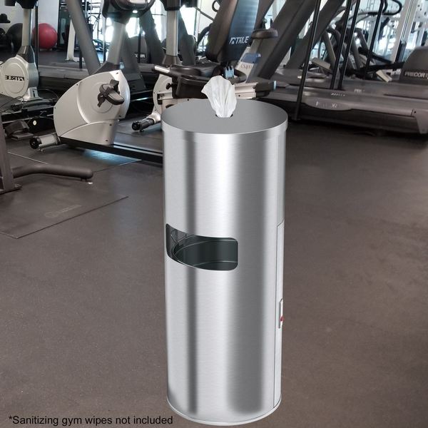 9 gal Round Trash Can, Silver, Stainless Steel