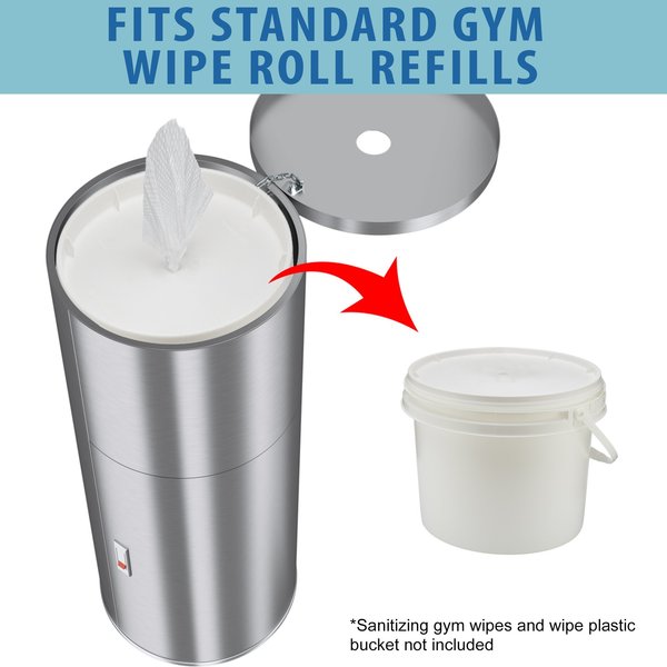 9 gal Round Trash Can, Silver, Stainless Steel