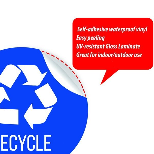 Vinyl RECYCLE Decal Sticker Set, UV-Resistant, PK 3