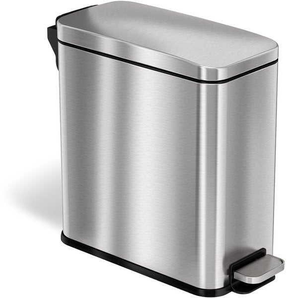 3 gal Trash Can, Silver, Stainless Steel