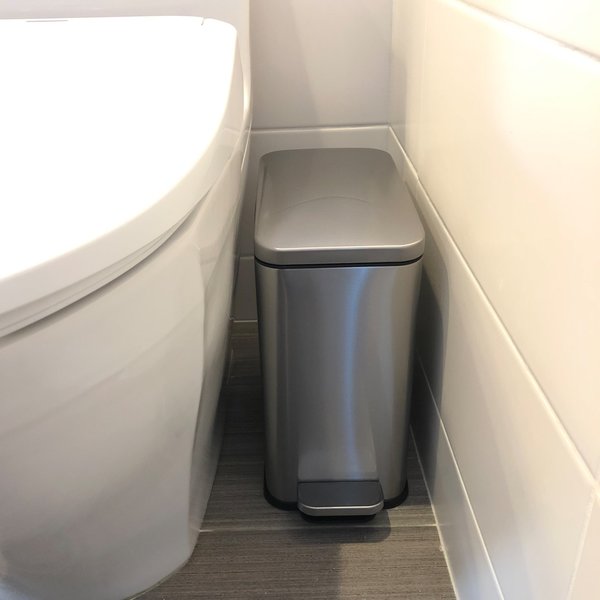 3 gal Trash Can, Silver, Stainless Steel
