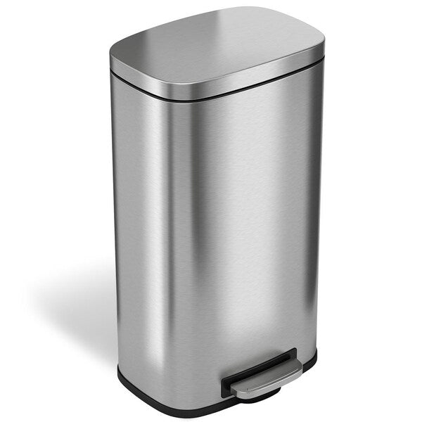 8 gal Trash Can, Silver, Stainless Steel