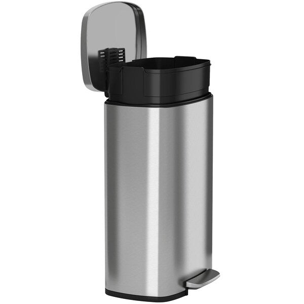 8 gal Trash Can, Silver, Stainless Steel
