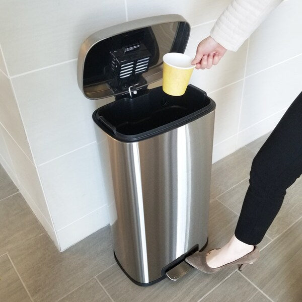 8 gal Trash Can, Silver, Stainless Steel