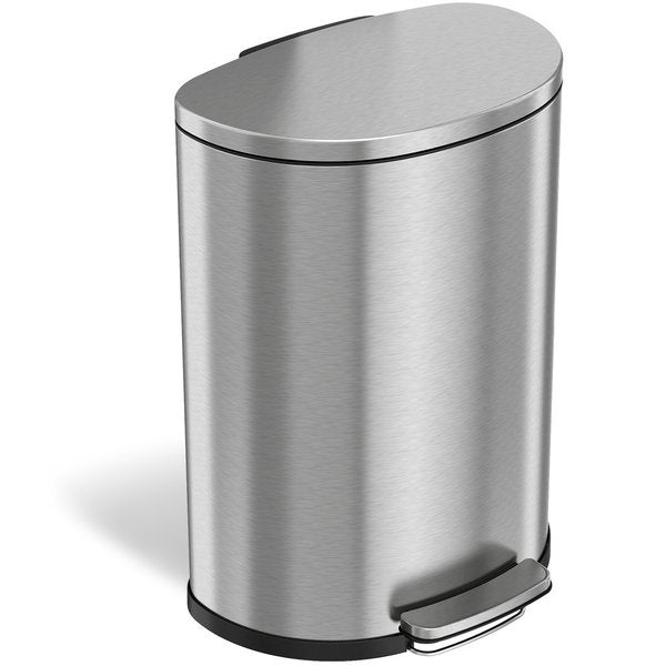13 gal Round Trash Can, Silver, Stainless Steel