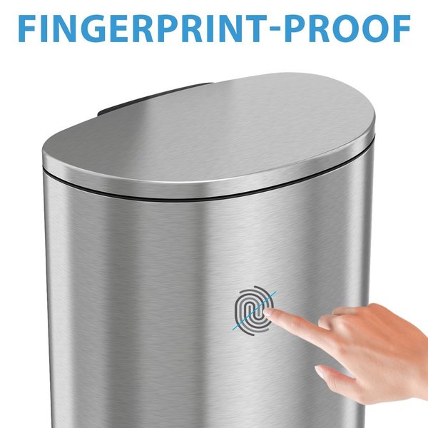 13 gal Round Trash Can, Silver, Stainless Steel