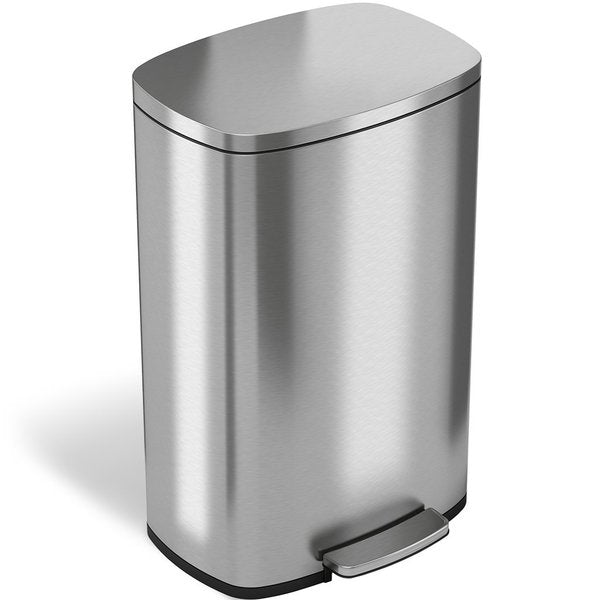 13 gal Trash Can, Silver, Stainless Steel