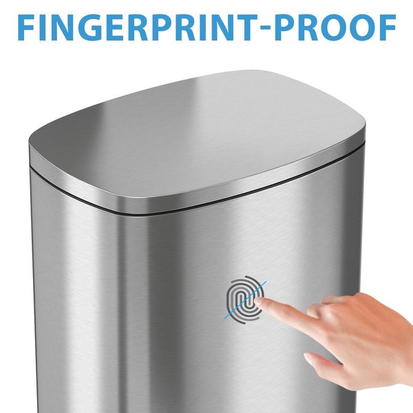 13 gal Trash Can, Silver, Stainless Steel