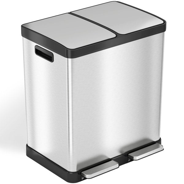 16 gal Trash Can, Silver, Stainless Steel