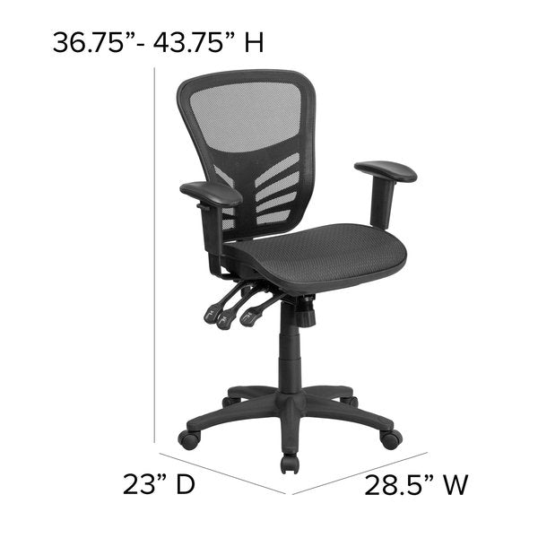 Mesh Executive Chair, 23 1/2-, Adjustable Padded