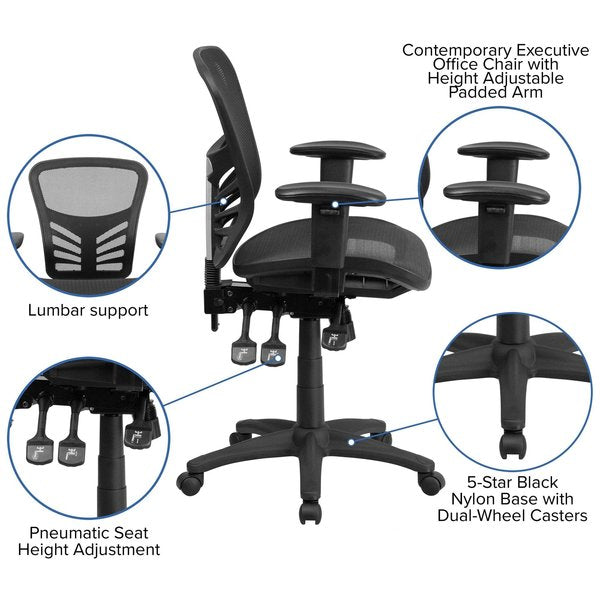Mesh Executive Chair, 23 1/2-, Adjustable Padded