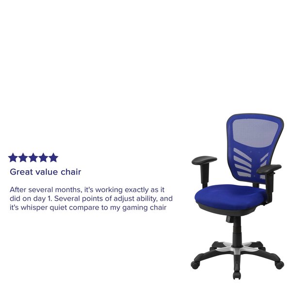 Executive Chair, Mesh, 23- Height, Adjustable Padded, Blue