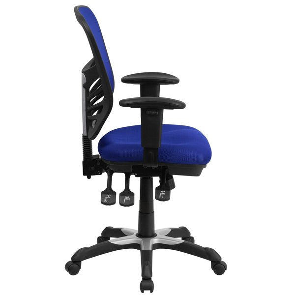 Executive Chair, Mesh, 23- Height, Adjustable Padded, Blue