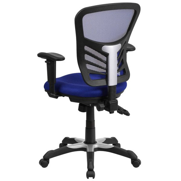 Executive Chair, Mesh, 23- Height, Adjustable Padded, Blue