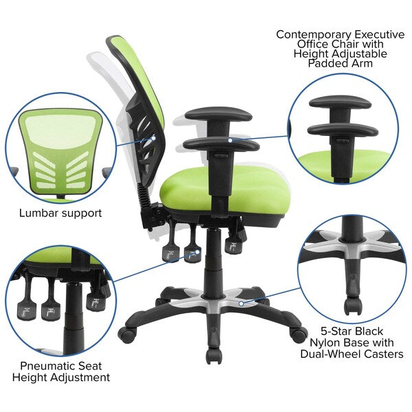 Side Chair, Mesh, Adjustable Padded, Green