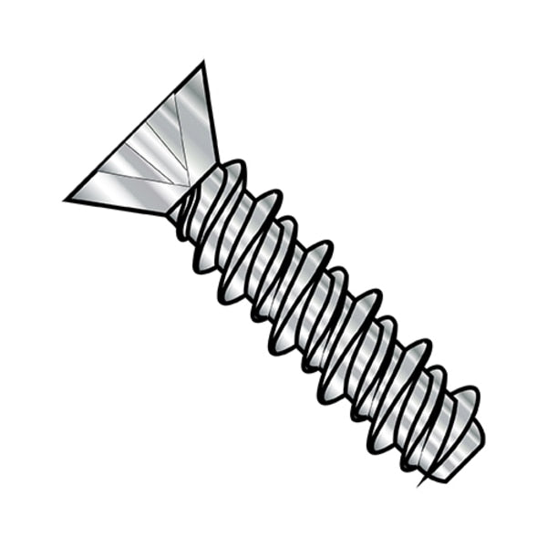 Self-Drilling Screw, #4-24 x 3/8 in, Stainless Steel Flat Head Phillips Drive, 10000 PK