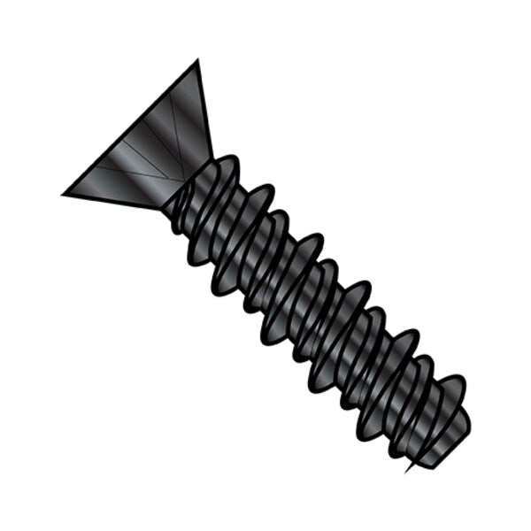 Self-Drilling Screw, #6-19 x 1/2 in, Black Oxide and Oil Steel Flat Head Phillips Drive, 10000 PK