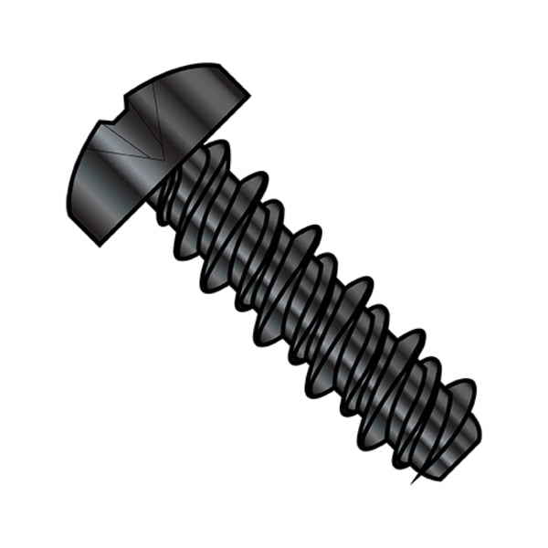 Self-Drilling Screw, #6-19 x 1/2 in, Black Zinc Plated Steel Pan Head Phillips Drive, 10000 PK