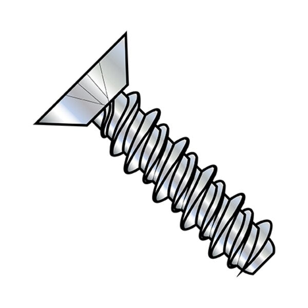 Self-Drilling Screw, #4-24 x 1/4 in, Zinc Plated Steel Flat Head Phillips Drive, 10000 PK