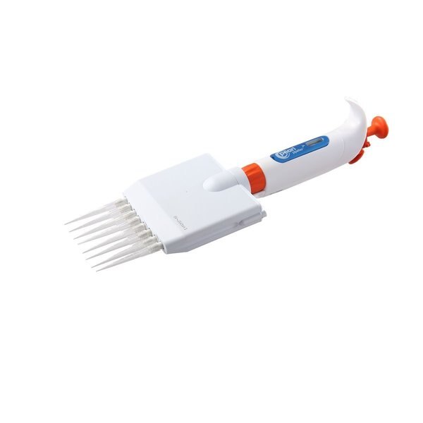 Micro Pipette, 8 Chnnl, Wht/Orng, 5-50ul