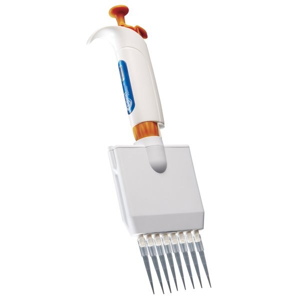 Micro Pipette, 8 Chnnl, Wht/Orng, 5-50ul