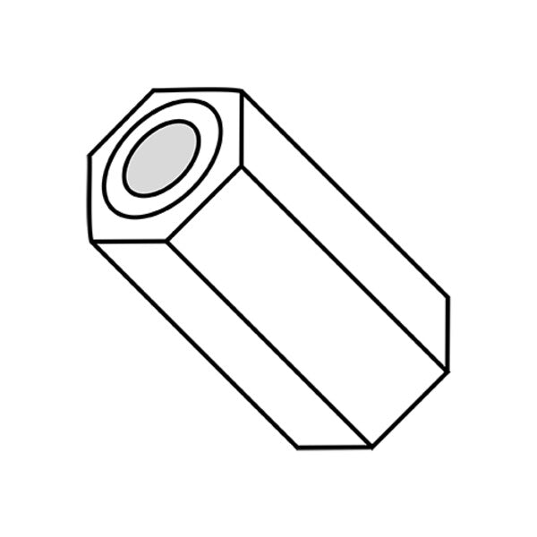 Hex Spacer, #4 Screw Size, Natural Nylon, 1/2 in Overall Lg, 0.115 in Inside Dia, 1000 PK
