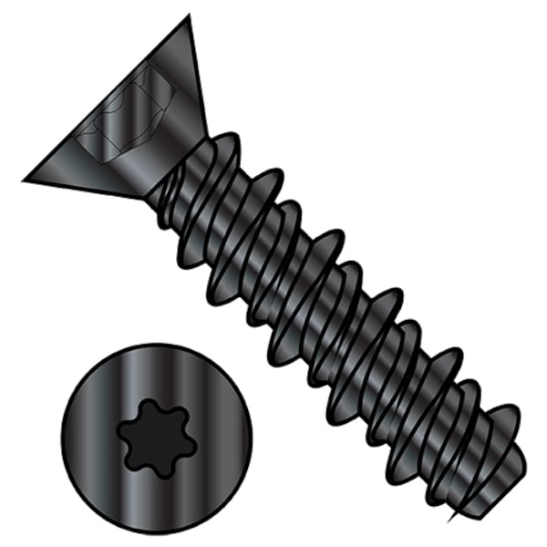 Self-Drilling Screw, #8-18 x 1/2 in, Black Zinc Plated Steel Flat Head Torx Drive, 10000 PK