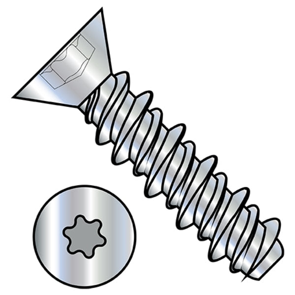 Self-Drilling Screw, #6-19 x 3/8 in, Zinc Plated Steel Flat Head Torx Drive, 10000 PK