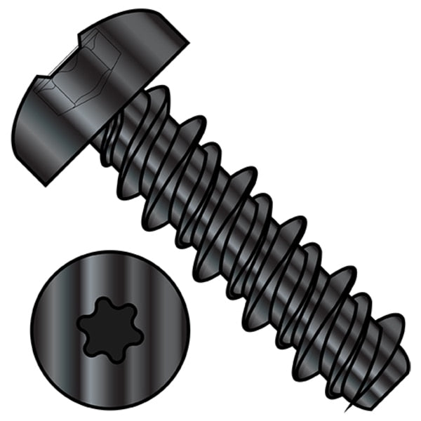 Sheet Metal Screw, #8-18 x 3/4 in, Black Zinc Plated Steel Pan Head Torx Drive, 8000 PK
