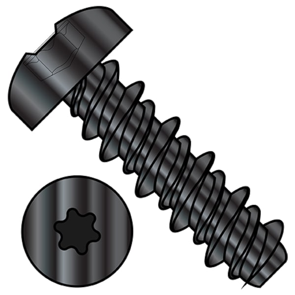 Self-Drilling Screw, #6-19 x 1/2 in, Black Zinc Plated Steel Pan Head Torx Drive, 10000 PK