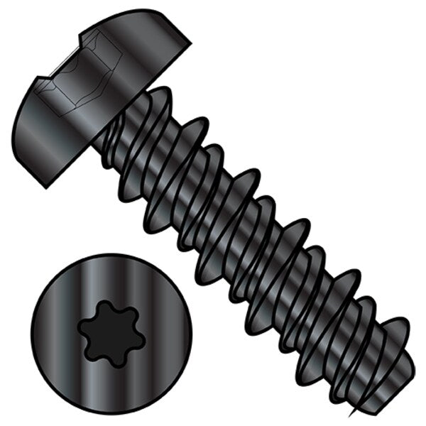 Sheet Metal Screw, #8-18 x 3/4 in, Black Oxide Steel Pan Head Torx Drive, 8000 PK