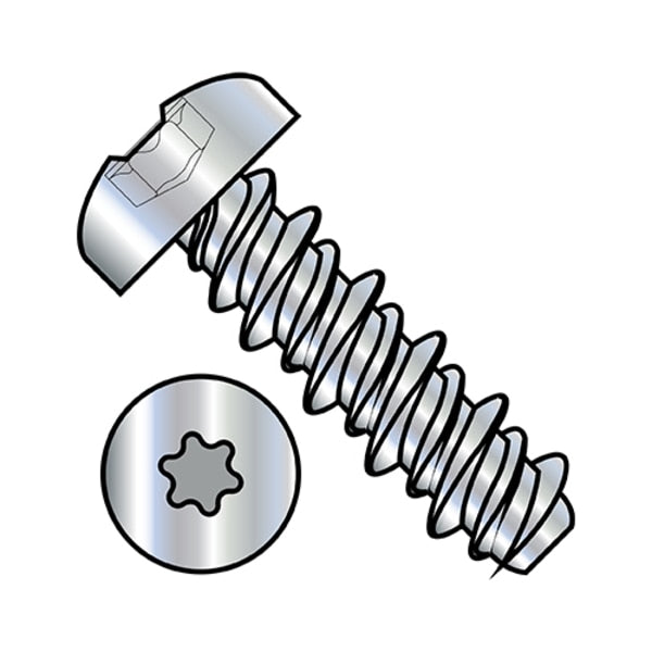 Self-Drilling Screw, #2-32 x 1/4 in, Zinc Plated Steel Pan Head Torx Drive, 10000 PK