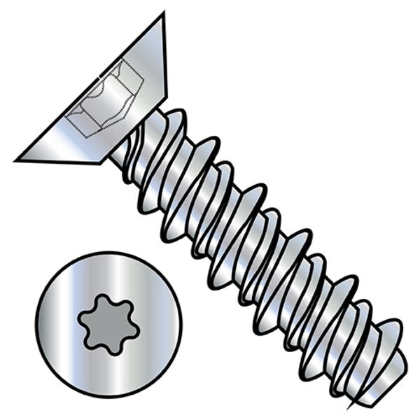 Sheet Metal Screw, #10-16 x 3/8 in, Zinc Plated Steel Flat Head Torx Drive, 10000 PK