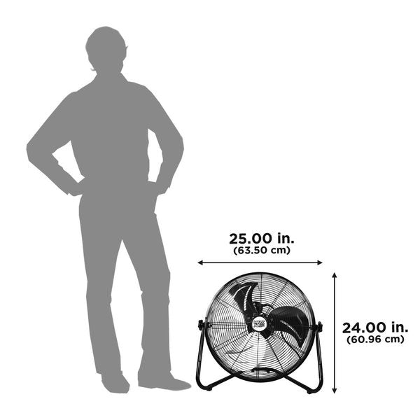 Floor Fan, Air Circulator, Air Mover 20 in. Non-Oscillating, 120 V, 1,500 / 2,050 / 2,250 CFM