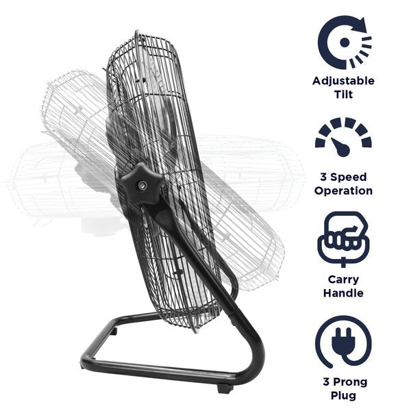 Floor Fan, Air Circulator, Air Mover 20 in. Non-Oscillating, 120 V, 1,500 / 2,050 / 2,250 CFM