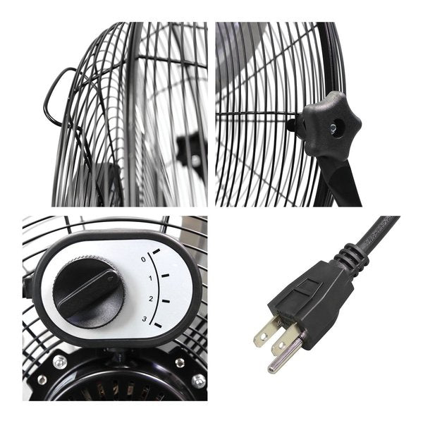 Floor Fan, Air Circulator, Air Mover 20 in. Non-Oscillating, 120 V, 1,500 / 2,050 / 2,250 CFM