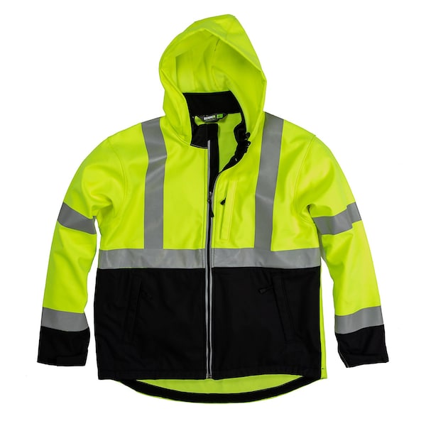 Jacket, Softshell, Hi-Vis, Class 3, 2XL, Tall