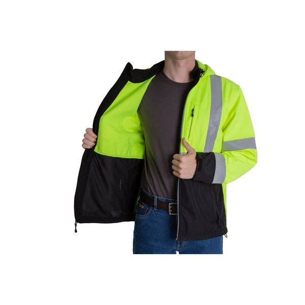 Jacket, Softshell, Hi-Vis, Class 3, L, Reg