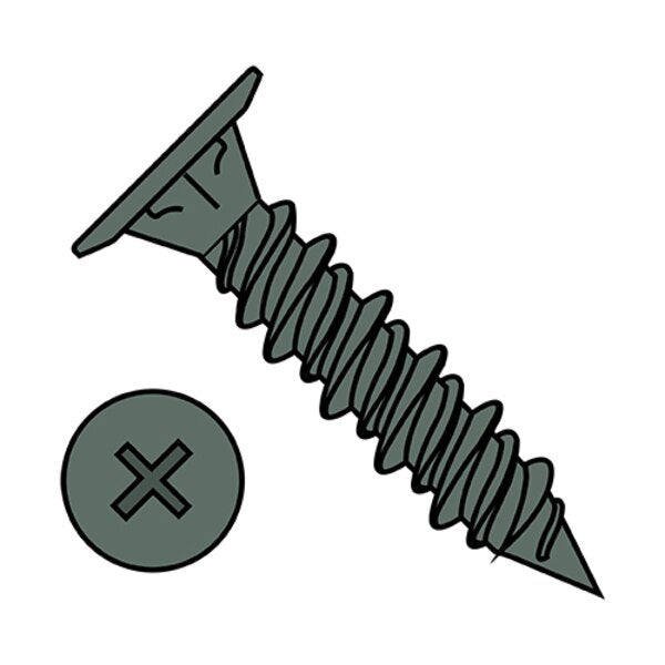 #8-15 x 1-5/8 in Phillips Wafer Machine Screw, Ceramic Green Steel, 1000 PK