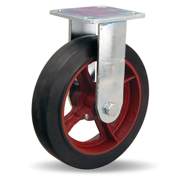 Rigid Caster W/ 8X2 Moldon Rubber Wheel