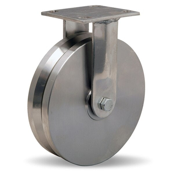 Rigid Caster, Sta 8X2 Ss V-Grooved, w/Del