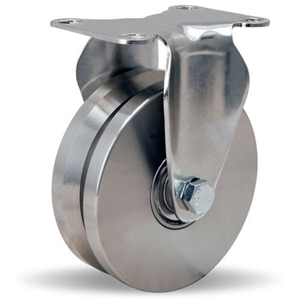 Rigid Caster, Stl 3X1-3/8 Ss V-Grooved